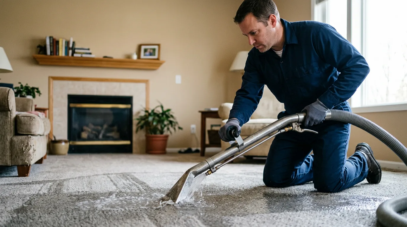 Water damage restoration technician working near Wheatland, CA